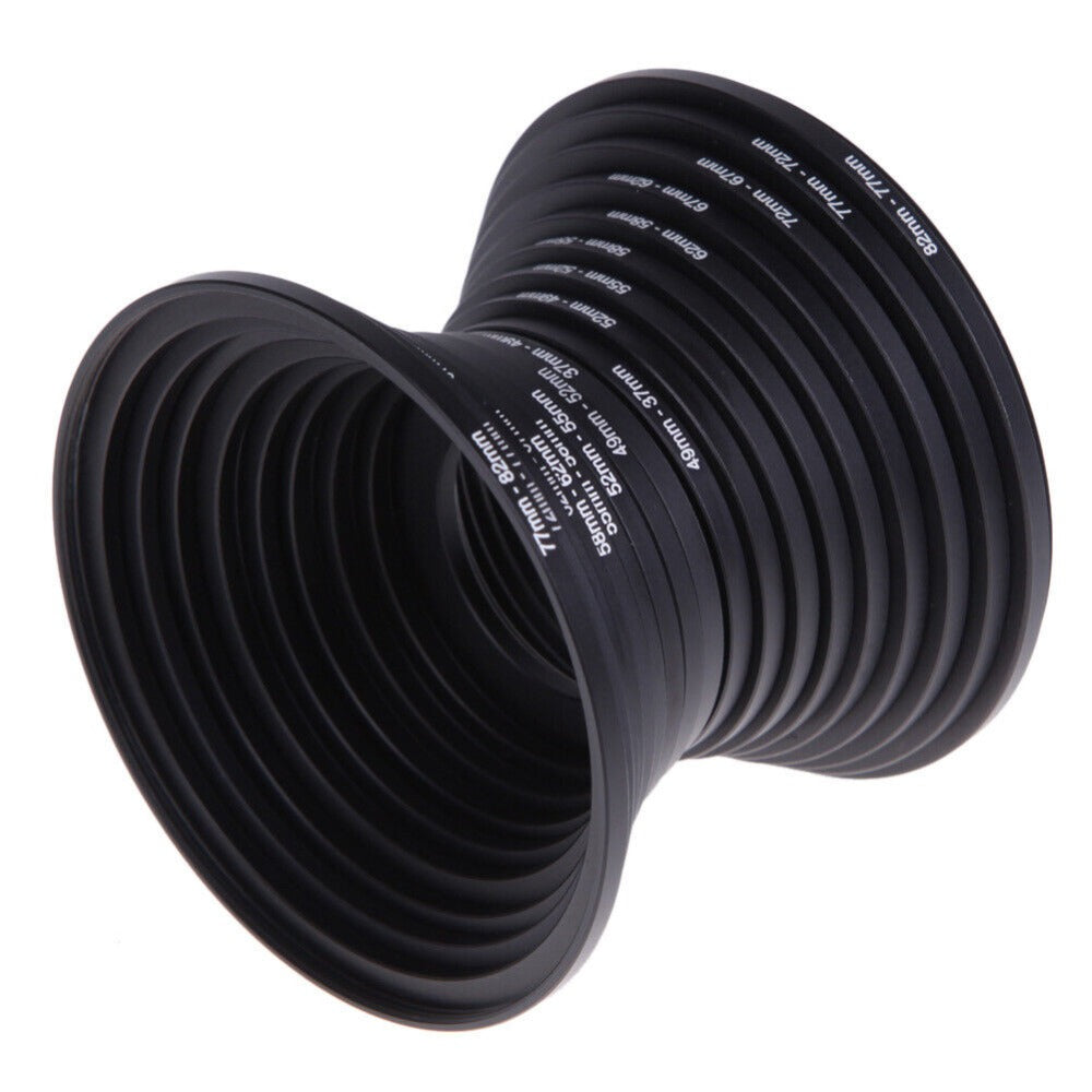 Step-Up Step-Down Lens Filter Adapter Rings 18pcs Set for DSLR Camera 37-82mm Aluminum Alloy Filter Ring Kit Compatible with Canon Nikon Sony Lenses