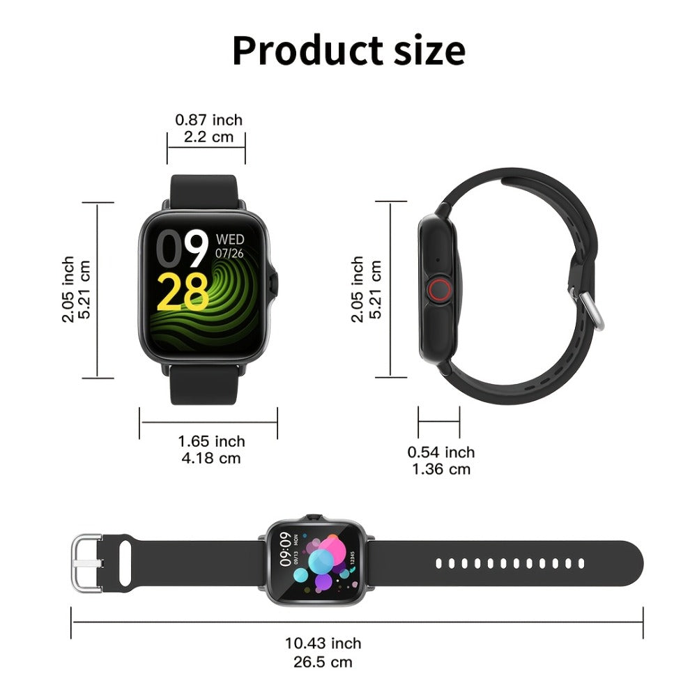 Large Screen Smartwatch with Wireless Calling & Message Alerts, Full Touch HD Display, Heart Rate Blood Oxygen Sleep Stress Monitor, Activity Tracker Multiple Sport Modes, Compatible with iPhone & Android – Black Pink Gold Silver
