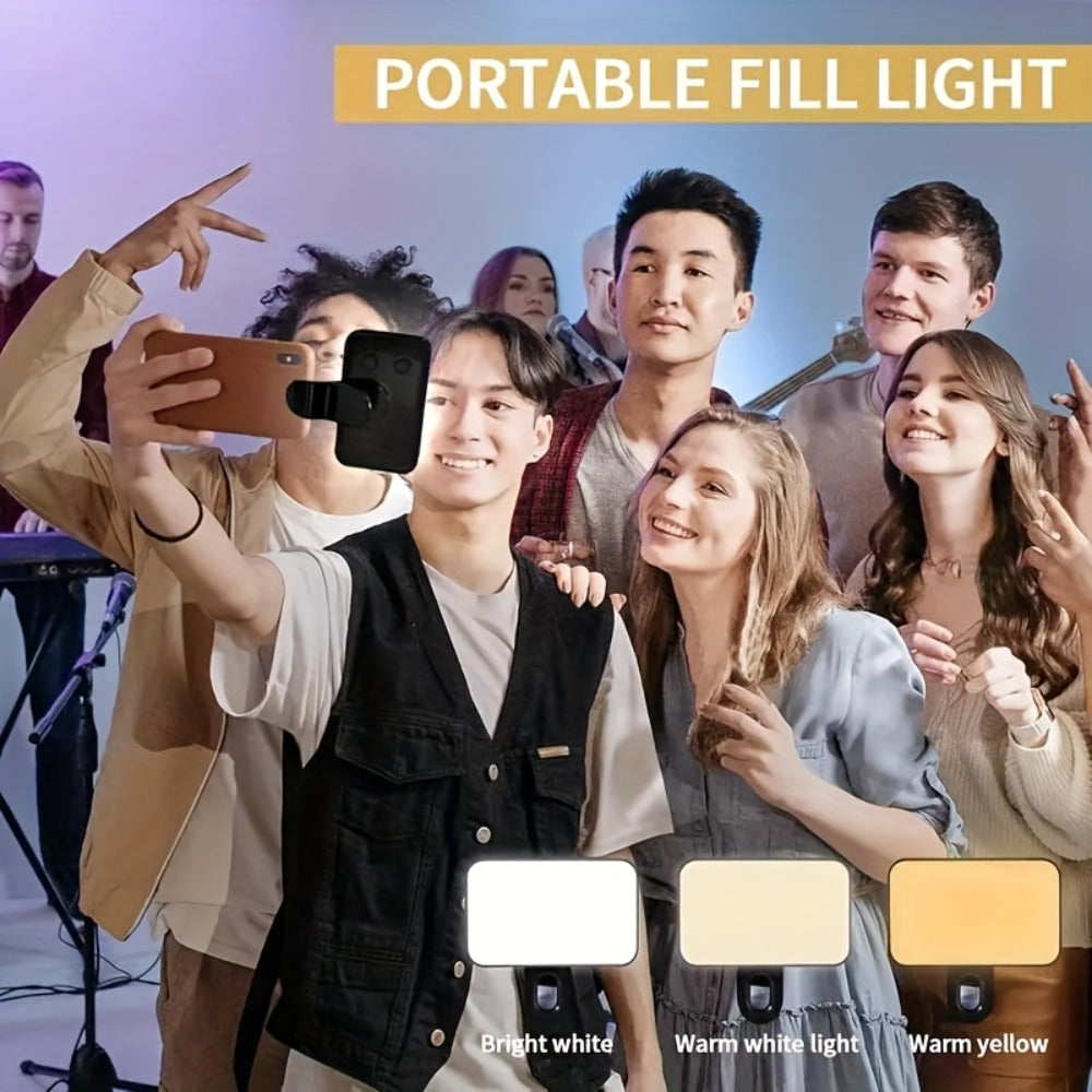 Clip-On LED Fill Light for Phone Laptop Tablet Mini Portable Selfie Light for Video Conferencing Live Streaming Makeup Photography Battery Powered Compact Clip Light