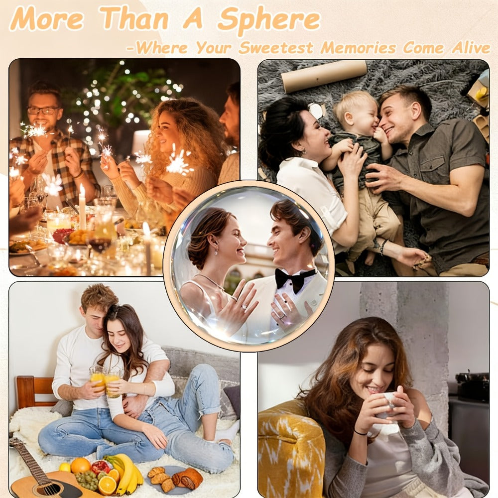 Crystal Ball Video Player Gift 2.7 Inch LED Light-Up Digital Sphere - Upload Your Own Videos & Photos, Personalized Keepsake for Anniversary Birthday Wedding Valentine Christmas, 3 Colors