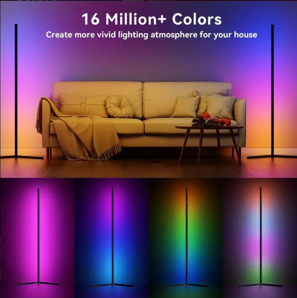 RGB Smart Floor Lamp 56 Inch – 16 Million DIY Color Changing with App & Remote Control, Music Sync, 4 Modes, USB Powered for Game Room, Christmas & Halloween Decor (1, 2 or 4 Pack)