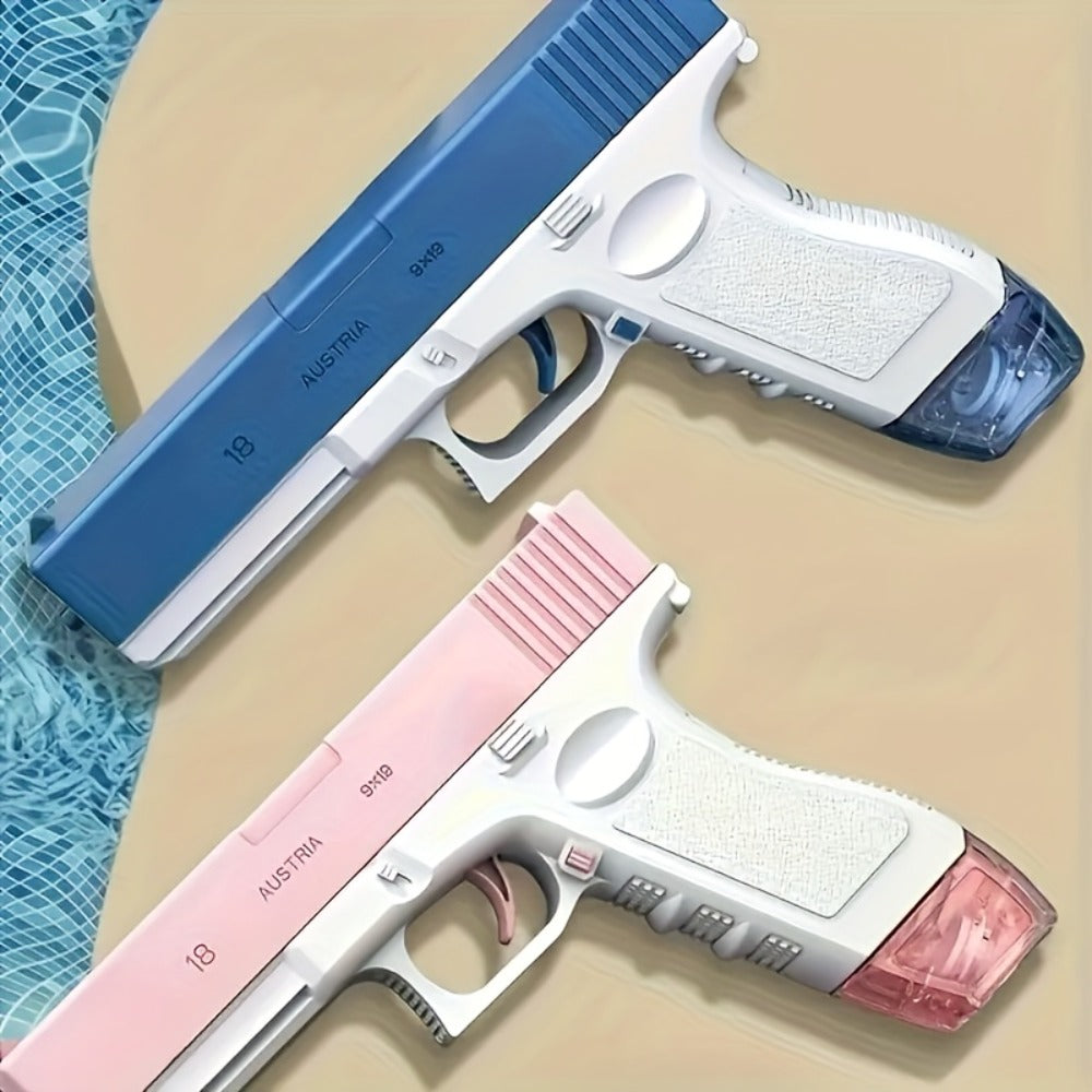 Dual-Magazine Automatic Water Gun in Blue or Pink for Outdoor Play