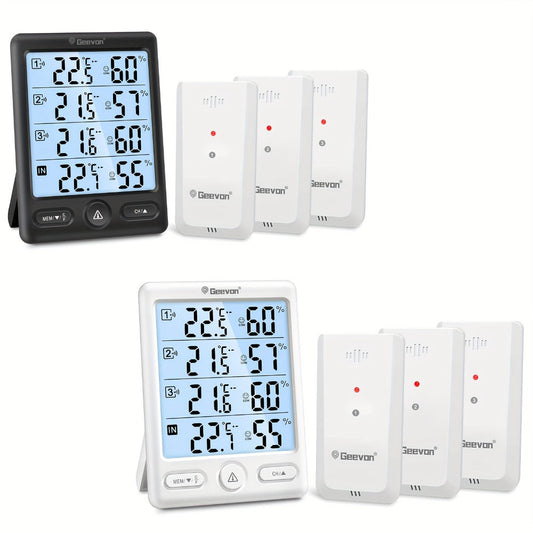 Wireless Indoor Outdoor Thermometer Hygrometer with 3 Sensors, 200 ft Range