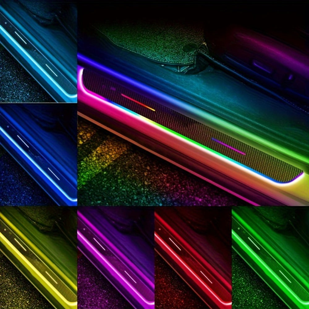 LED Door Threshold Welcome Light 4 Pack Wireless - Auto Motion Sensor, 7 Preset Colors, No Wiring, Car Door Sill Pedal Light, Home Entry & Hallway Lighting, Birthday Housewarming Gift for Men & Women