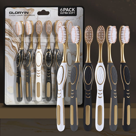 Gloryin Soft Bristle Toothbrush Set, Olive-Shaped Handle, 6 or 12 Pieces