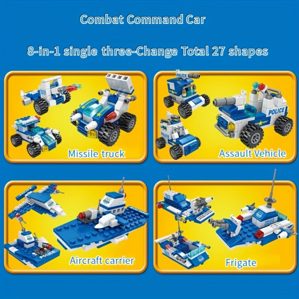 City Police Building Block Set, 700 Pieces with Patrol Vehicles