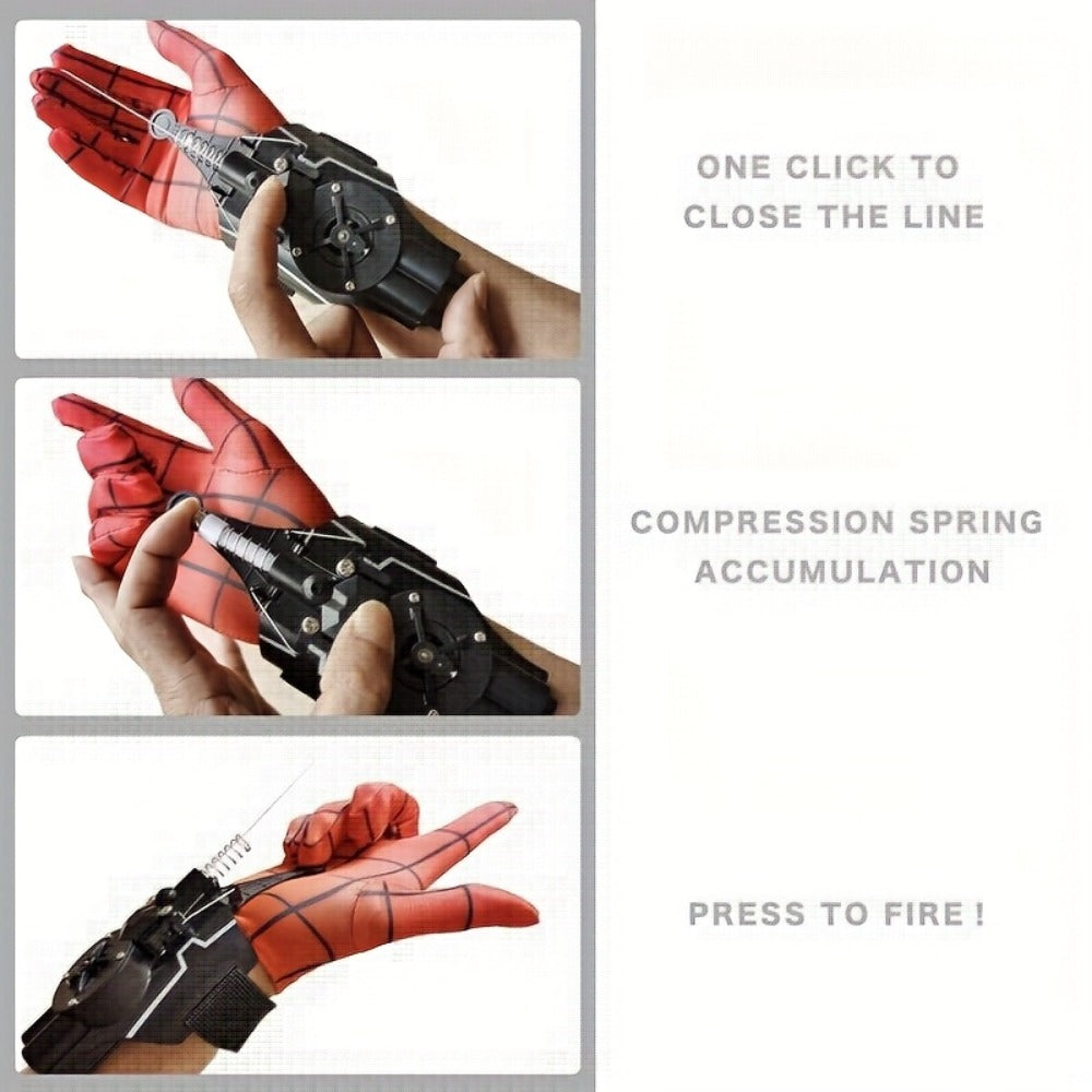 Spider Web Shooter Wrist Toy with Launcher, Suction Cup & Gloves