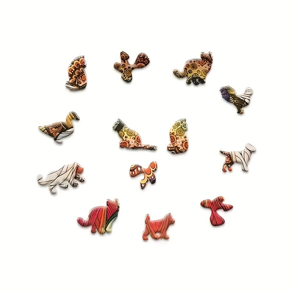 Wooden Jigsaw Puzzle, Happy Old Lady Artwork with Irregular Pieces in S and L