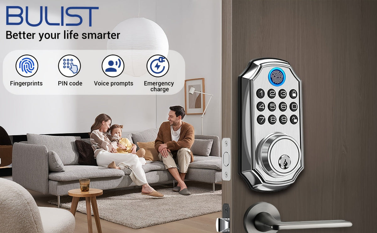 Voice Guided Keypad Deadbolt with Fingerprint, PIN, One-Time Visitor Code & Key, Backlit Keypad, Auto Lock, Long Battery Life, 15-Min DIY Install, Stainless Steel Front Door Lock for Home Airbnb