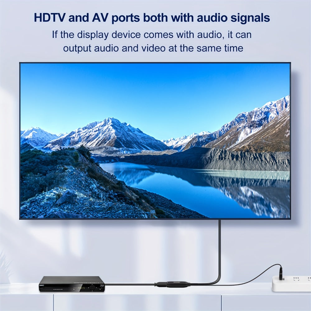 HDMI to RCA Converter Adapter for Fire Stick Roku Apple TV Android Box – Plug & Play, Supports 1080P PAL/NTSC, USB Powered, Composite AV Output for Older Analog TVs