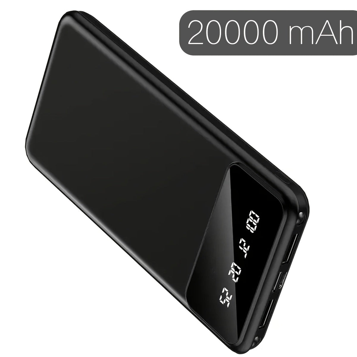 Dual USB 20000mAh Power Bank Portable Charger with LED Digital Display, Type-C & Micro USB Input, 5V/2.1A Fast Charging Battery Pack for iPhone Android Samsung iPad Tablets – Safe Polymer Lithium