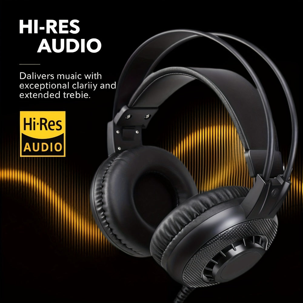 Wired Over-Ear Studio Gaming Headphones with Boom Arm Microphone – Hi-Res Audio Noise Cancellation Detachable Cable for PC PS4 Xbox Zoom Skype DJ Smartphone Tablet Home Office