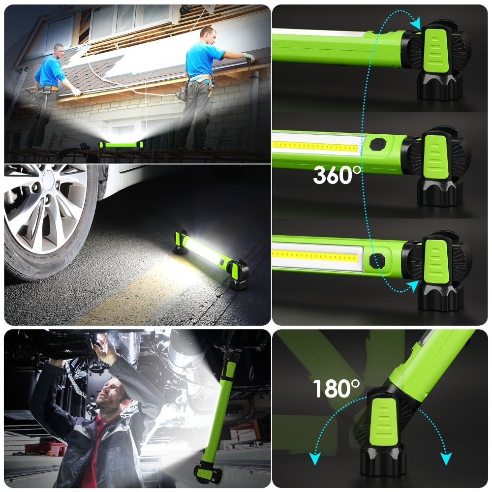 LED Work Light 2500LM Rechargeable Magnetic Underhood Inspection Light with 5200mAh Battery & Hooks – Cordless Portable Work Lamp for Mechanics, Car Garage, Workshop & Emergency Use