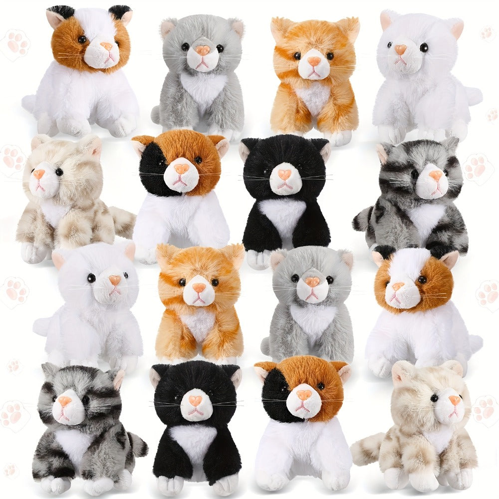 Kitten Stuffed Animal Set, 16-Pack of Assorted 5-Inch Cat Plush Toys