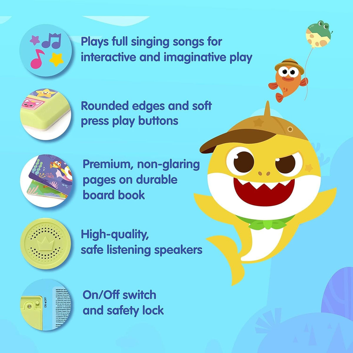 Baby Shark Sound Book for Toddlers — Pinkfong 10-Button Interactive Animal Songs Sing-Along Nursery Rhymes Learning Book Kids Ages 1-3, Birthday Baby Shower Christmas Gift