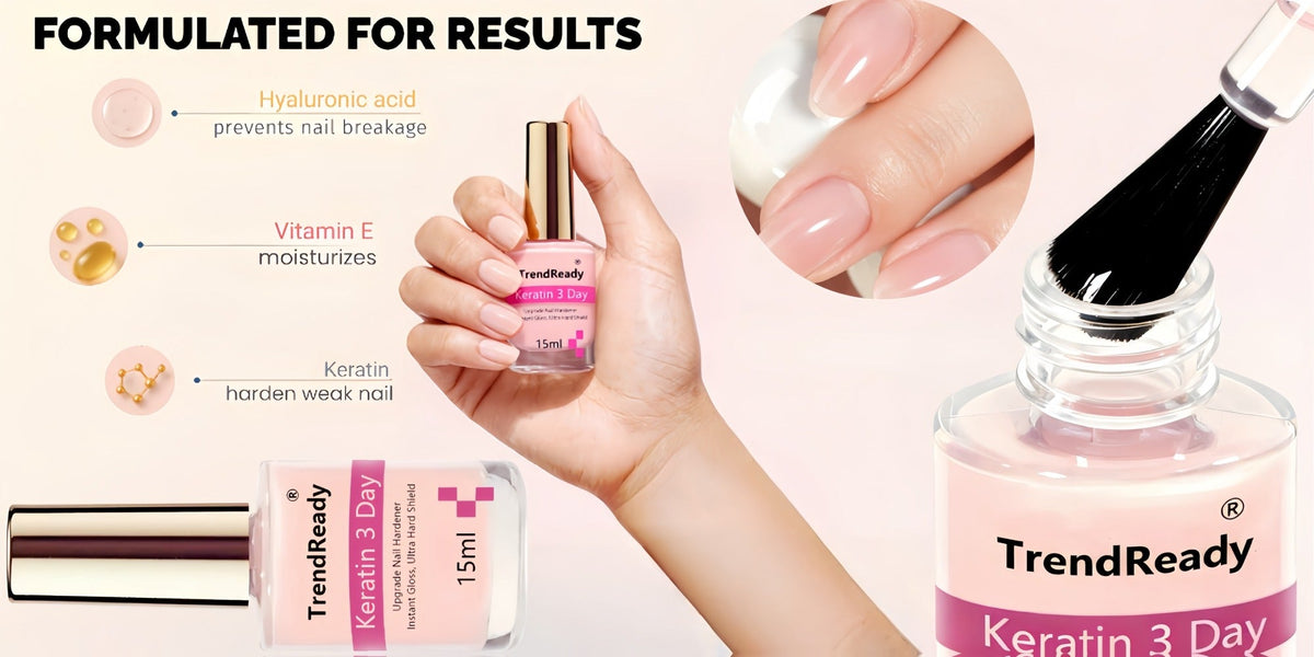 Nail Strengthener 2 Pack 4-in-1 Natural Protein Hardener — Extra Strong Fast Drying Nail Growth Treatment Base Coat for Weak Brittle Splitting Nails, Women Men All Nail Types