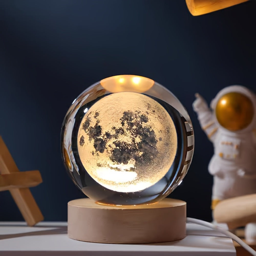 Starry Sky Crystal Ball Night Light – 3D Blue Galaxy Glass Sphere LED Desk Lamp, Creative Tabletop Decor Light for Bedroom, Unique Gift for Holiday Party Birthday (Blue Starry Sky)