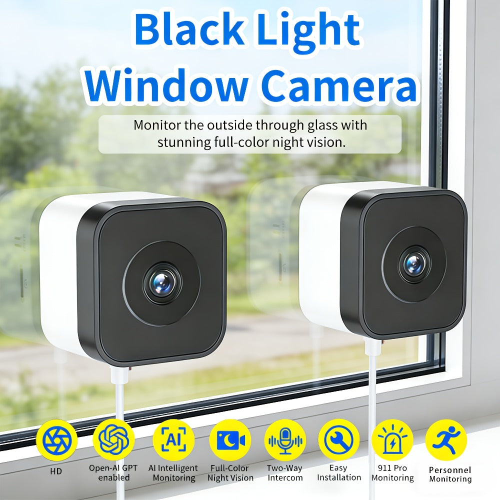 6MP Window Security Camera with AI Human Detection, 911 Emergency Alerts & Full-Color Night Vision – Dual Band 2.4GHz/5GHz WiFi, Smart Indoor Surveillance, Easy Install, 1/2 Pack