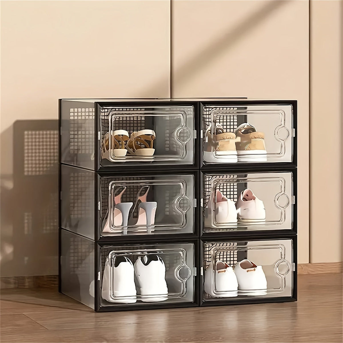 Shoe Box shown in the Black, 6pcs option