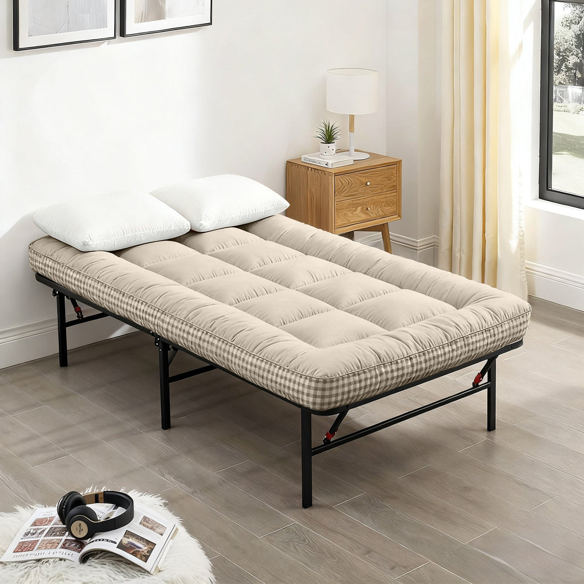 Mattress Toppers shown in the Beige 1, Twin option