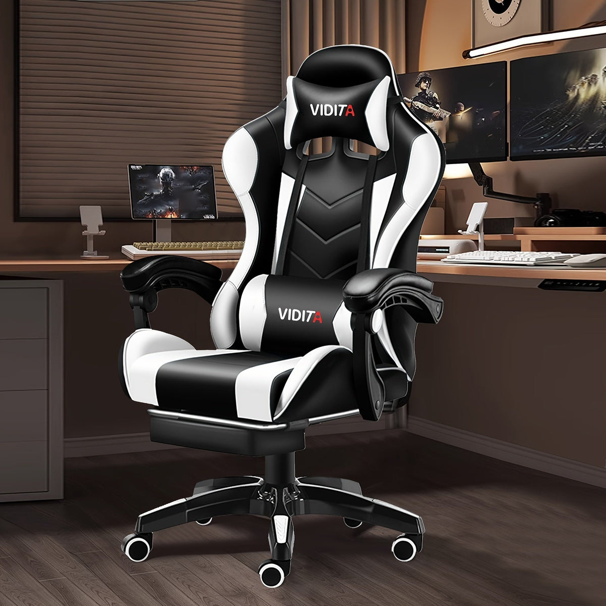 Gaming Chair shown in the Black-White option