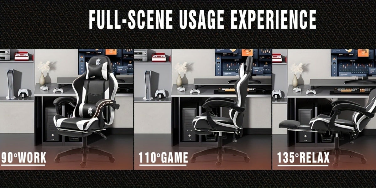 Gaming Chair with Footrest and Lumbar Support for Home Office detail image - detail view 17