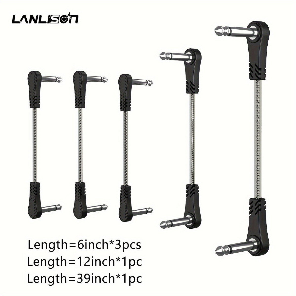 Guitar Pedal Patch Cable Set shown in the 5.91inch*3PCS+11.81inch*1PC+39.37inch*1PC option