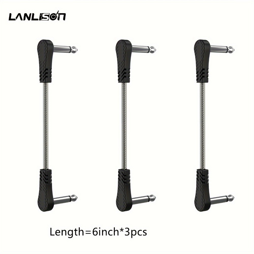 Guitar Pedal Patch Cable Set, Right-Angle 1/4-Inch TS Cords for Pedalboards detail image - detail view 3