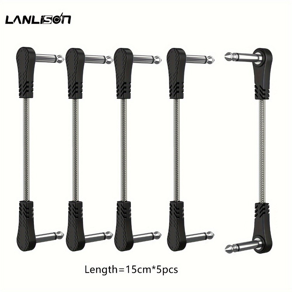 Guitar Pedal Patch Cable Set, Right-Angle 1/4-Inch TS Cords for Pedalboards detail image - detail view 5
