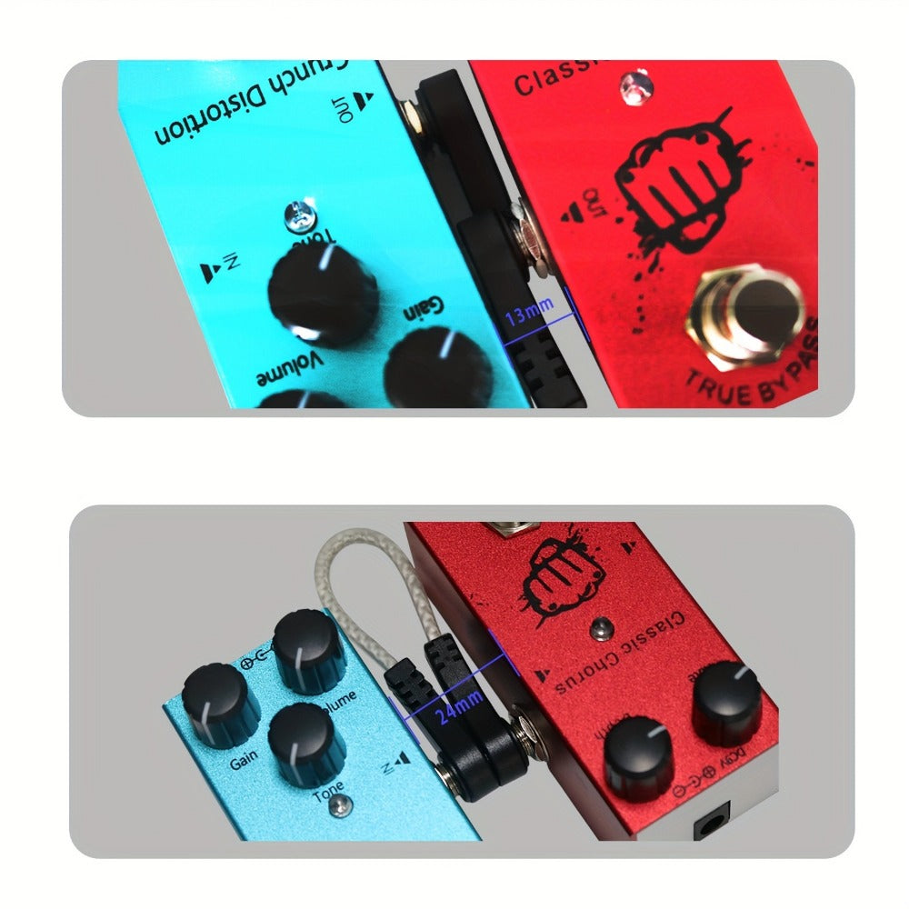 Guitar Pedal Patch Cable Set, Right-Angle 1/4-Inch TS Cords for Pedalboards detail image - detail view 8