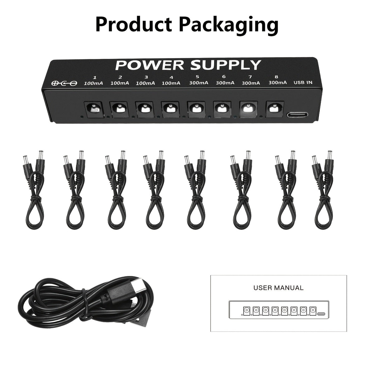 Guitar Pedal Power Supply shown in the Black option