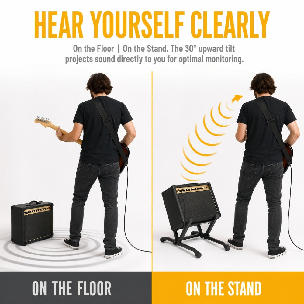 Guitar Stand, Foldable, Amp, Heavy, Duty for Holding And Displaying Guitars detail image - detail view 3