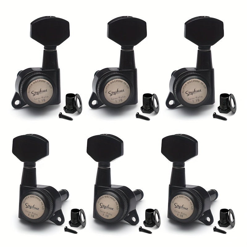 Guitar Tuning Peg Set shown in the Black 3 Left 3 Right option