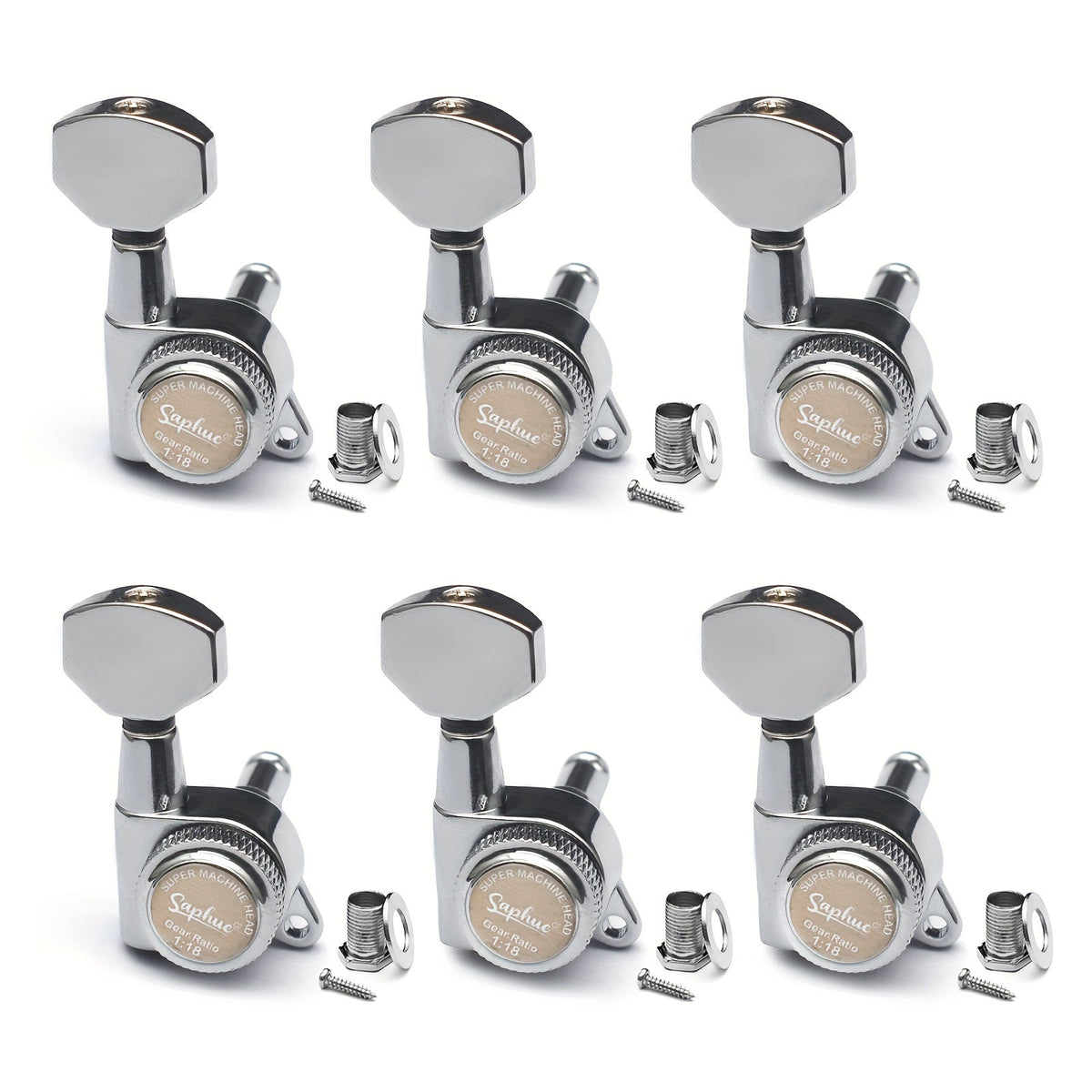 Guitar Tuning Peg Set shown in the Chrome 6 Right option