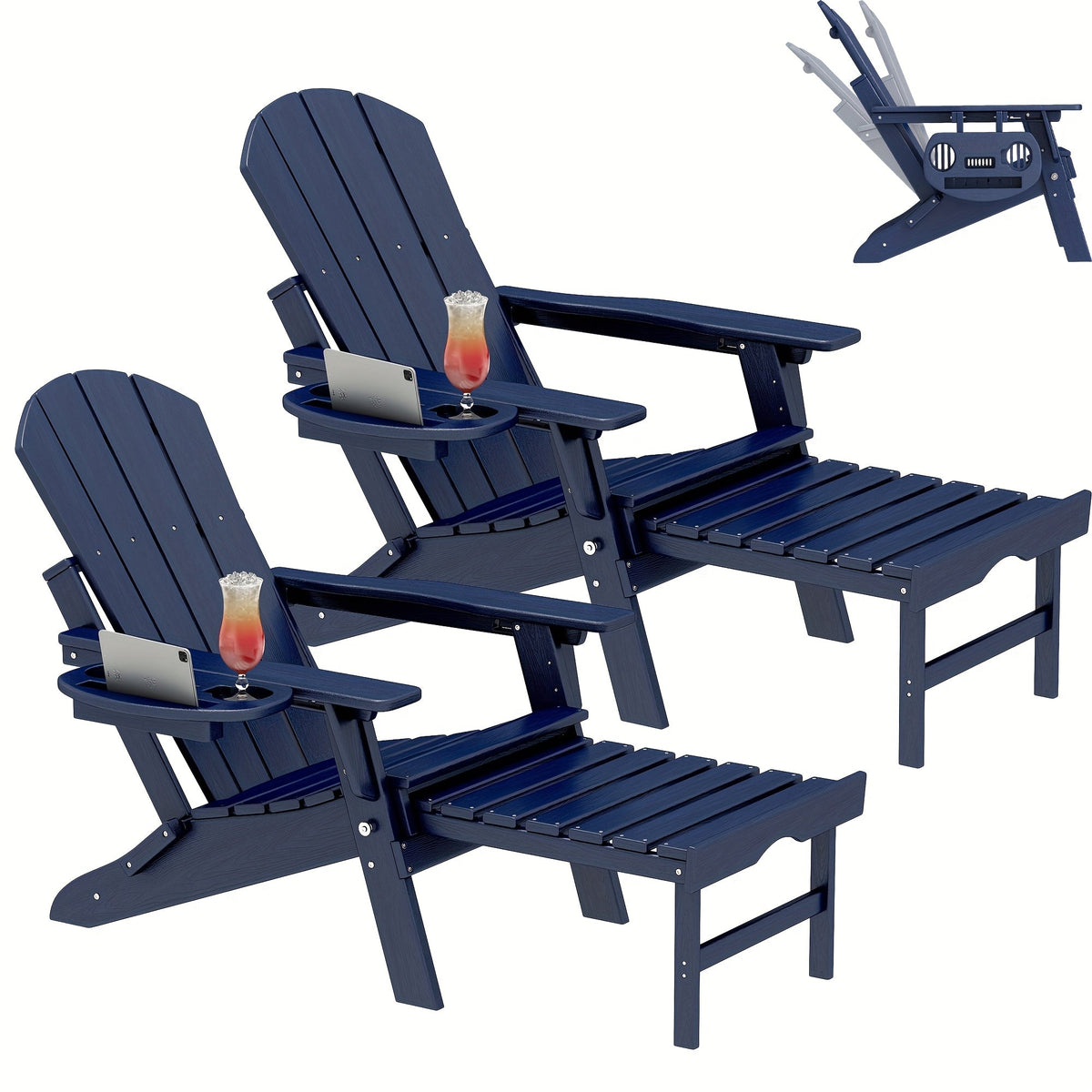 Adirondack Chair shown in the Blue Navy, 2pcs option
