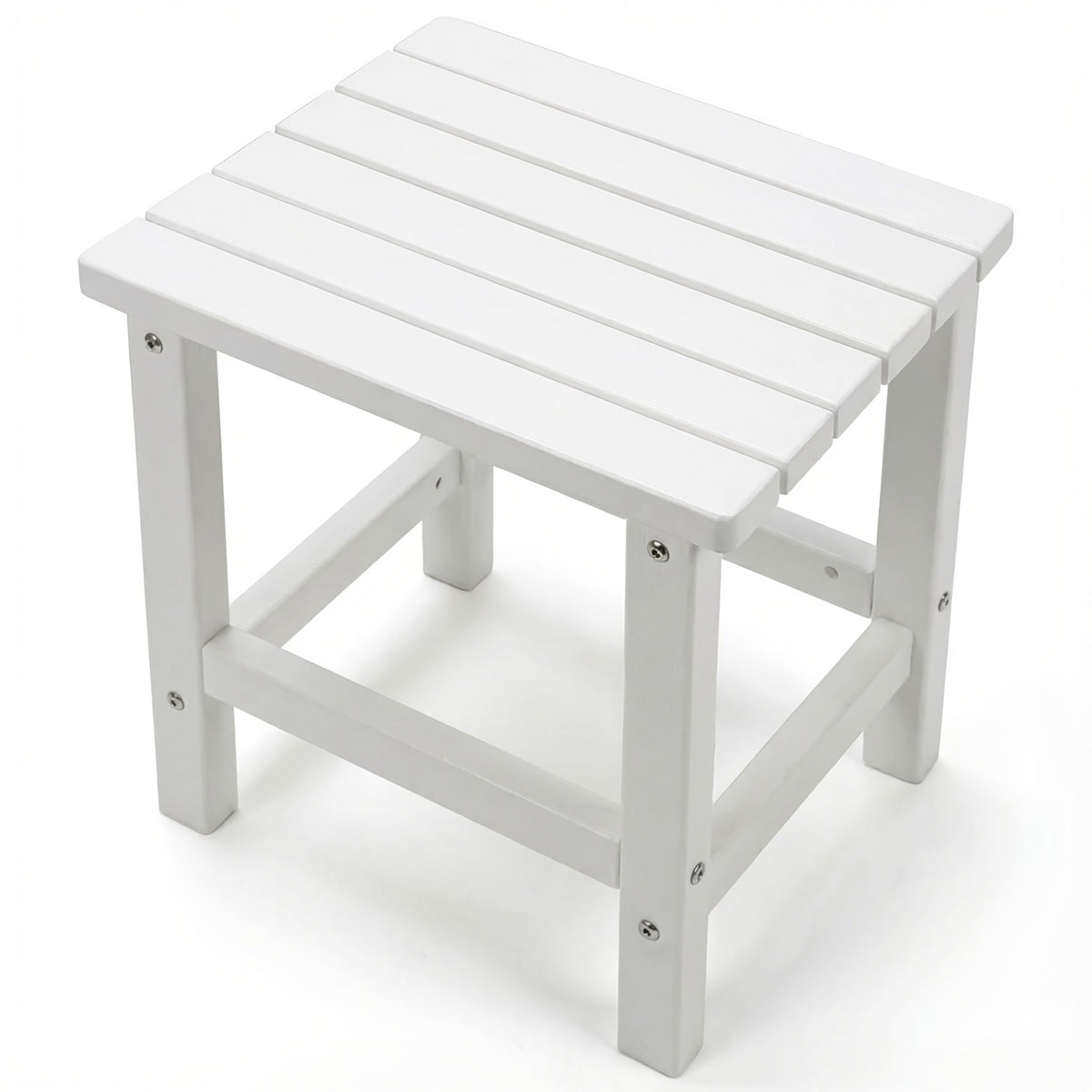 Outdoor Side Table shown in the White, HDPE Single-Tier Side Table 07 option