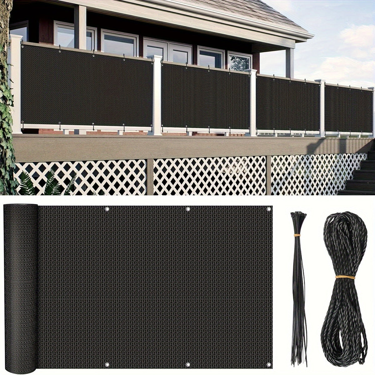 Privacy Screen Fence shown in the Black option