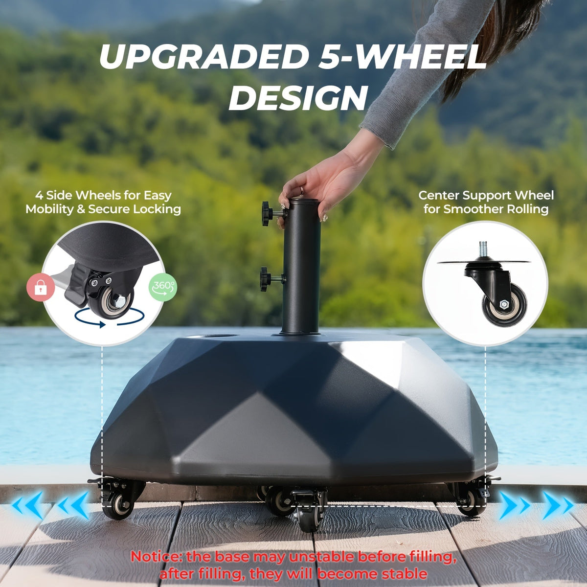 Umbrella Base shown in the Multi Sided Roller Base option