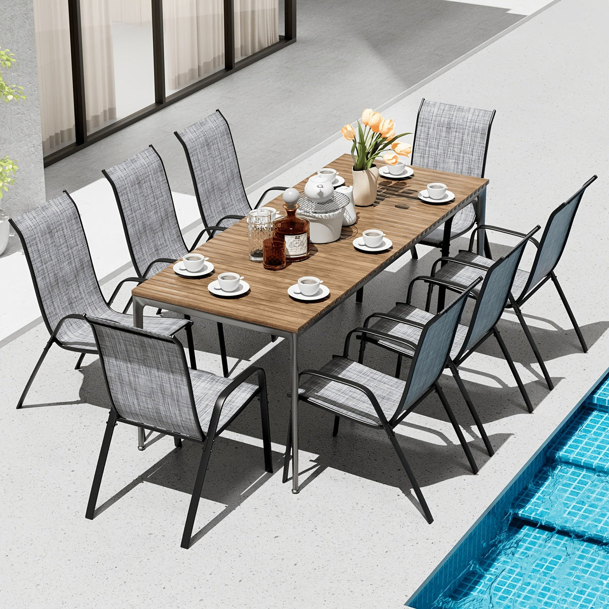 Patio Dining Chair shown in the Gray - 8pcs option