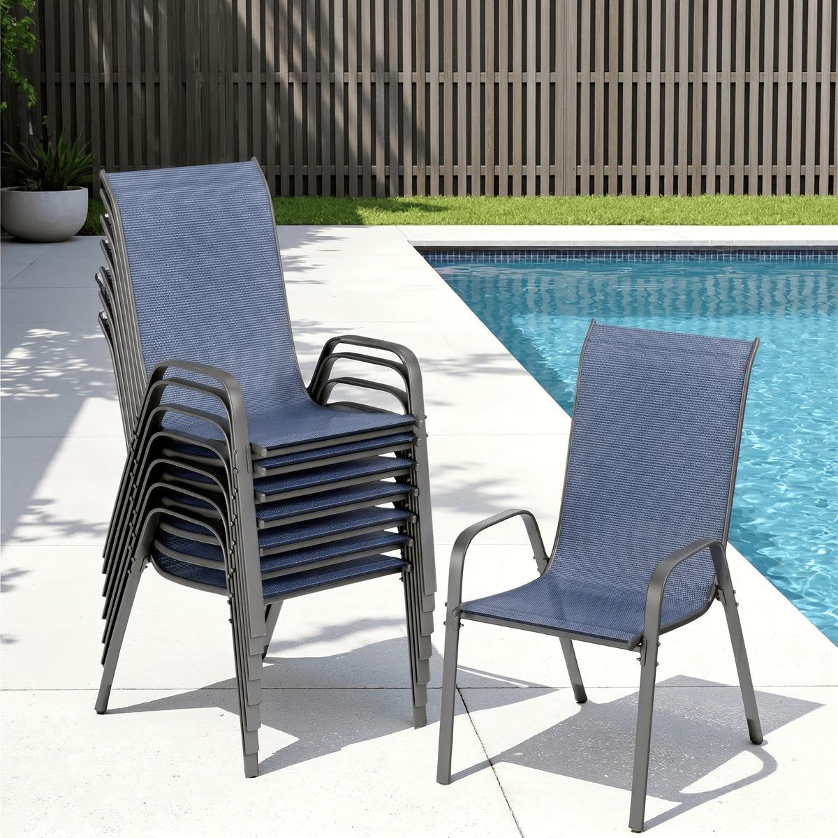 Patio Dining Chair shown in the Royal Blue-8pc option
