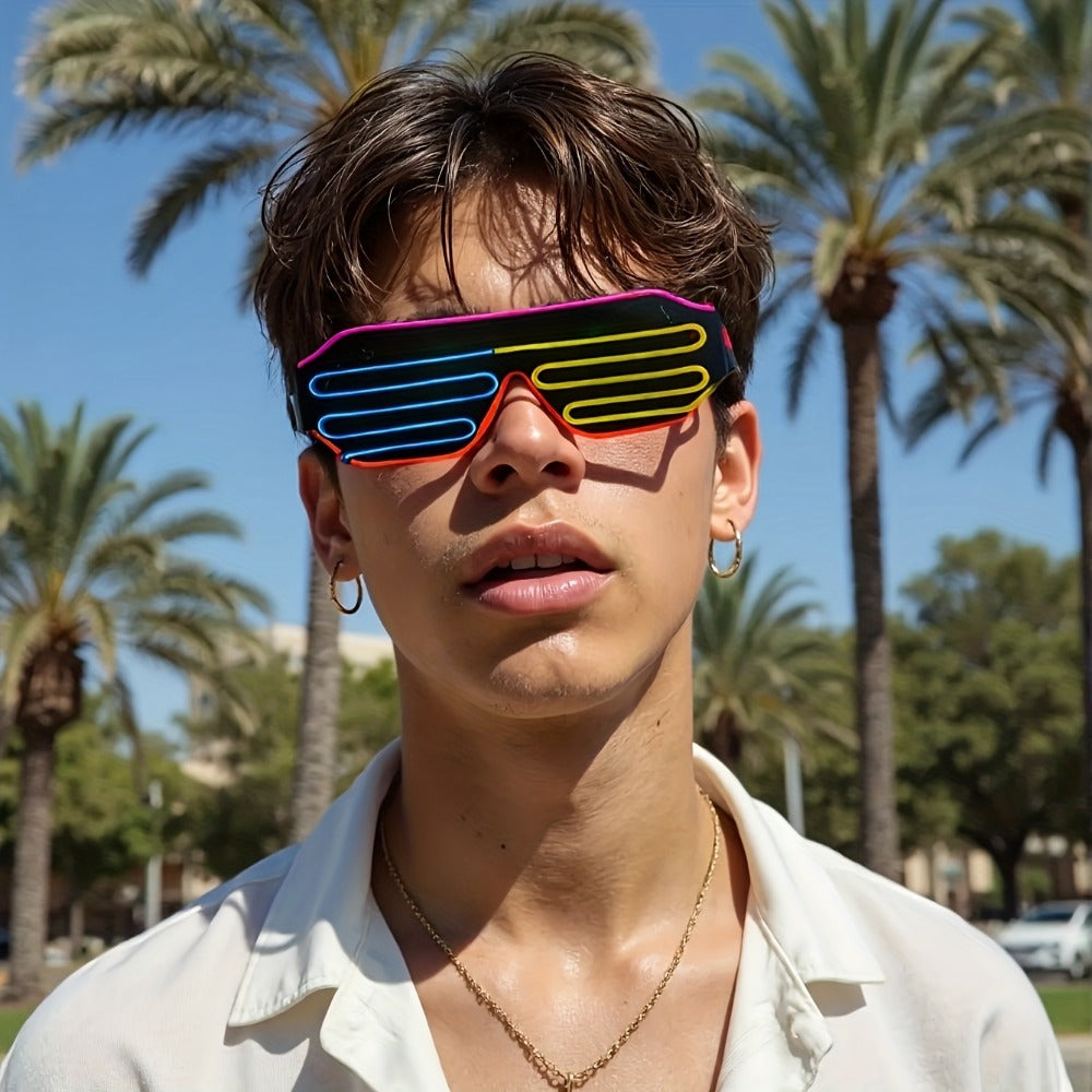 LED Light-Up Glasses, Adjustable EL Wire Eyewear for Festivals and Parties detail image - detail view 11
