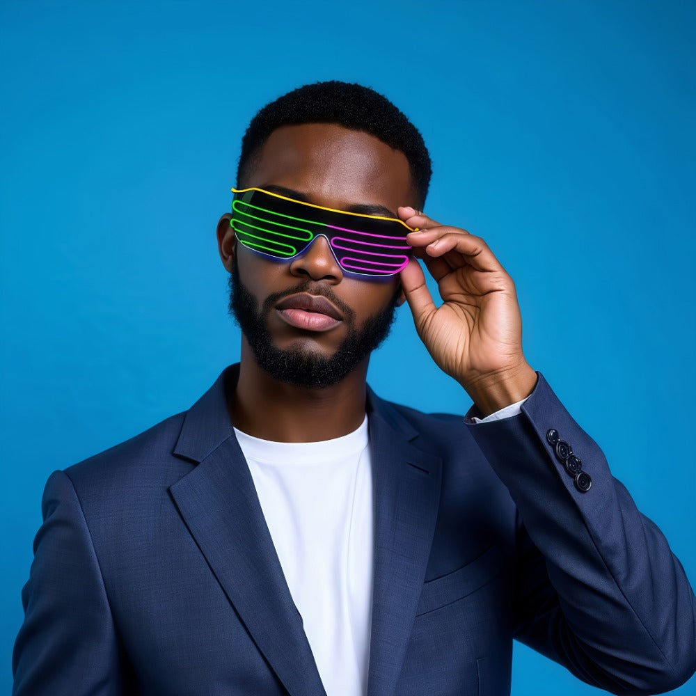 LED Light-Up Glasses, Adjustable EL Wire Eyewear for Festivals and Parties detail image - detail view 13