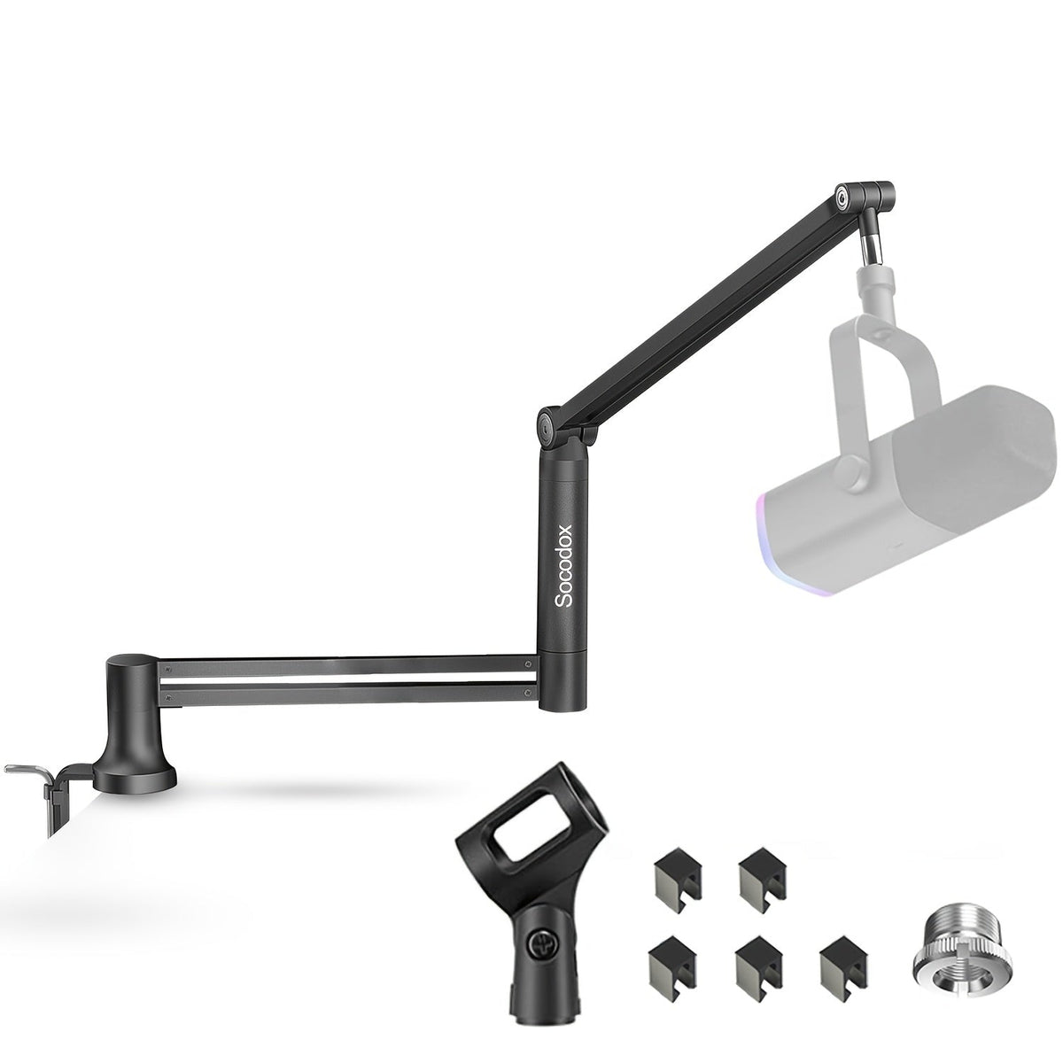 Adjustable Microphone Boom Stand shown in the Black option