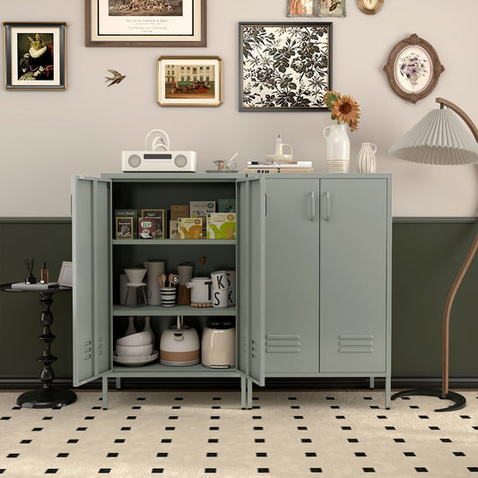 Storage Cabinet, Metal Locker with Doors & Adjustable Shelves, Powder Coated Steel Pantry shown in the main product view