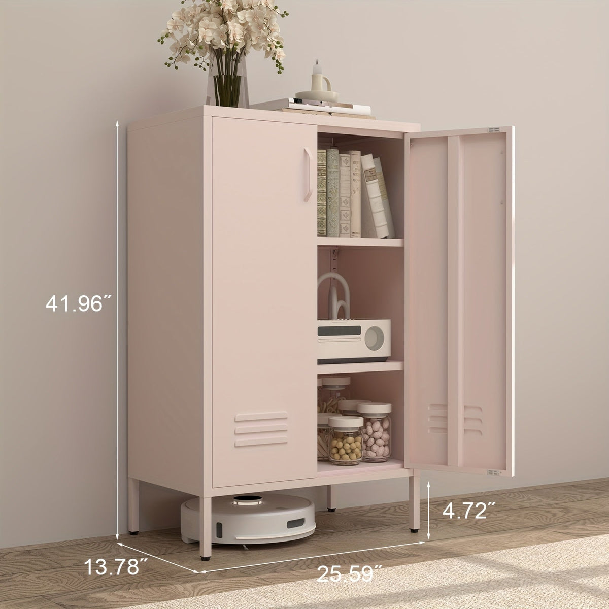 Storage Cabinet shown in the pink option