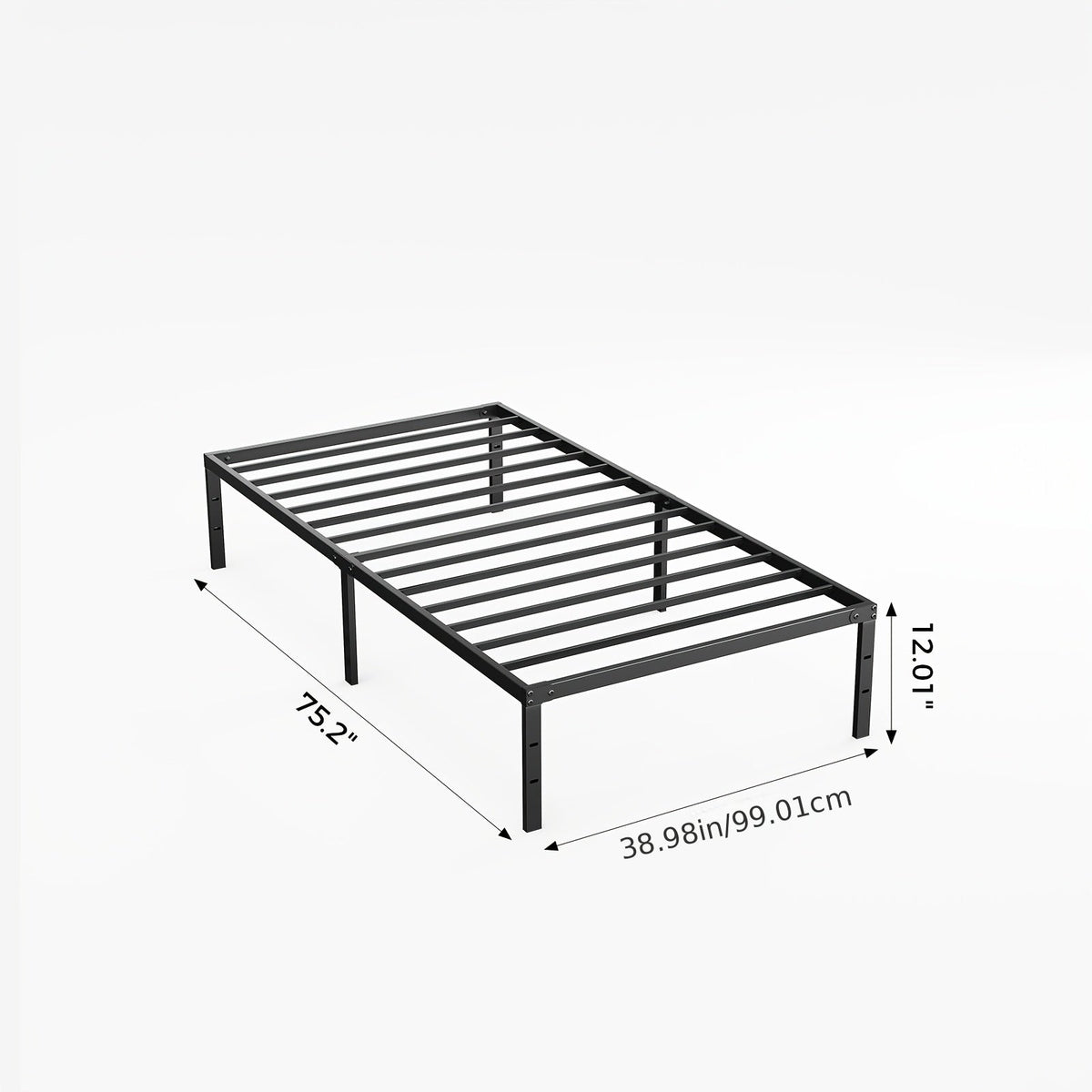 Bed Frame shown in the Twin (12IN) option
