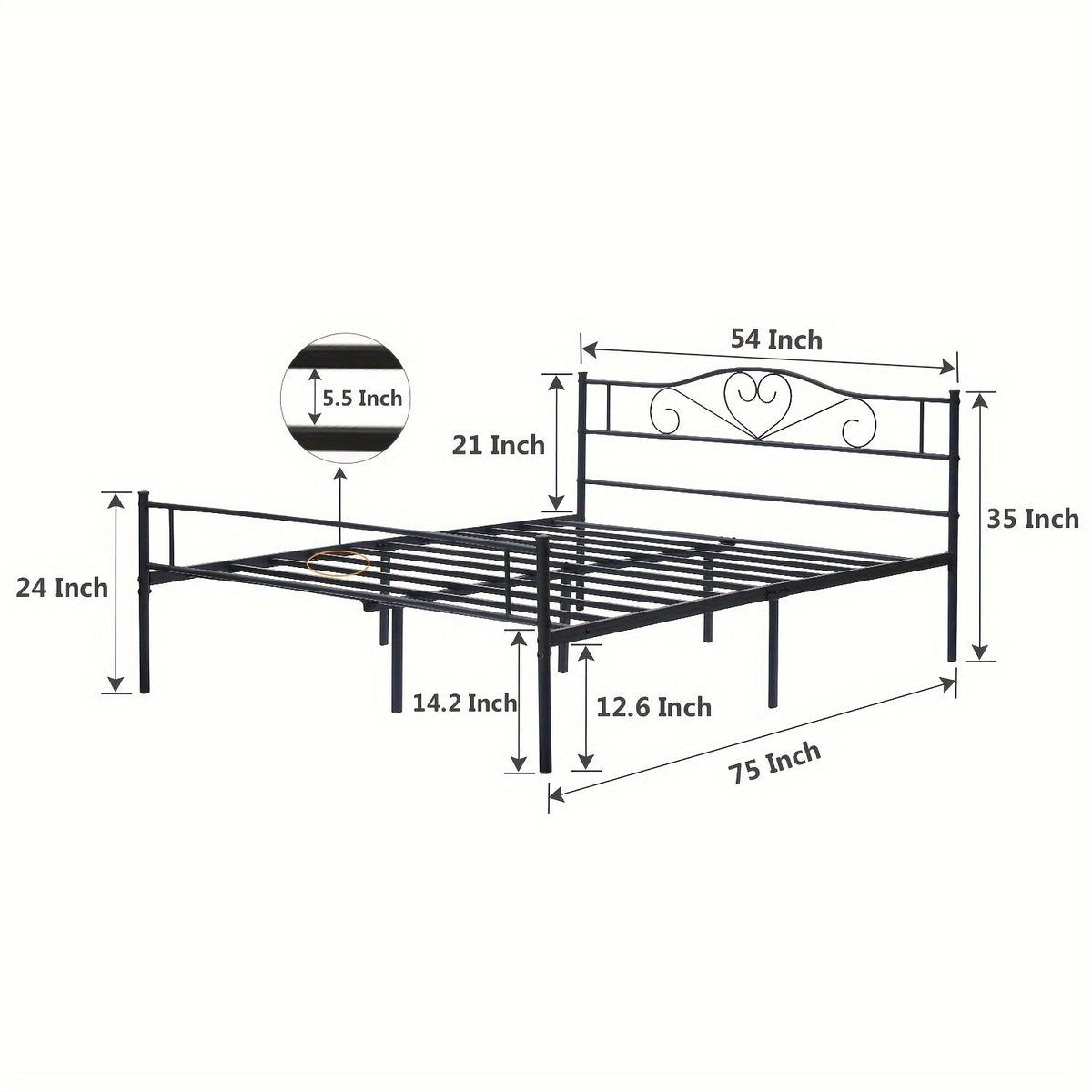 Bed Frame shown in the Black, Full option