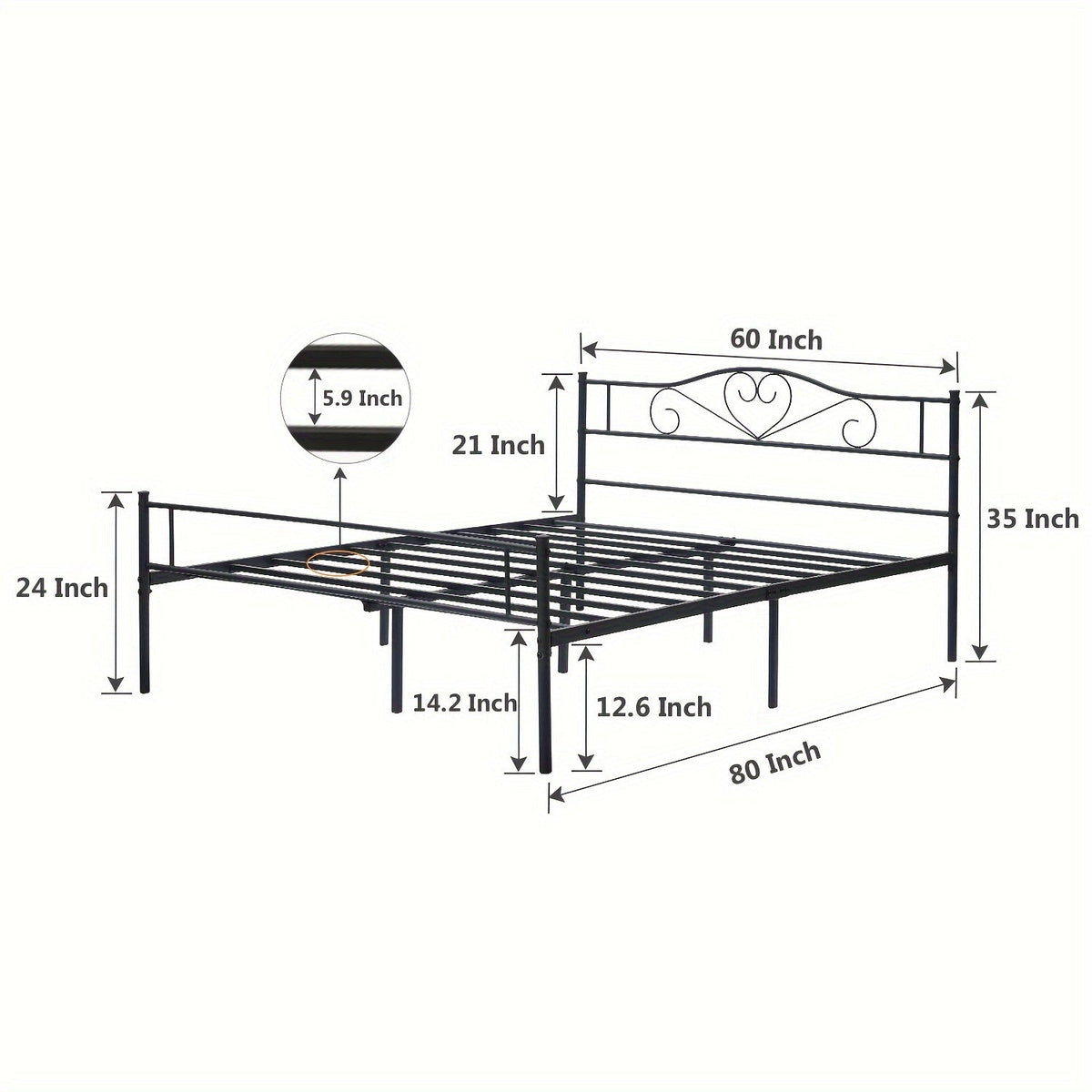 Bed Frame shown in the Black, Queen option