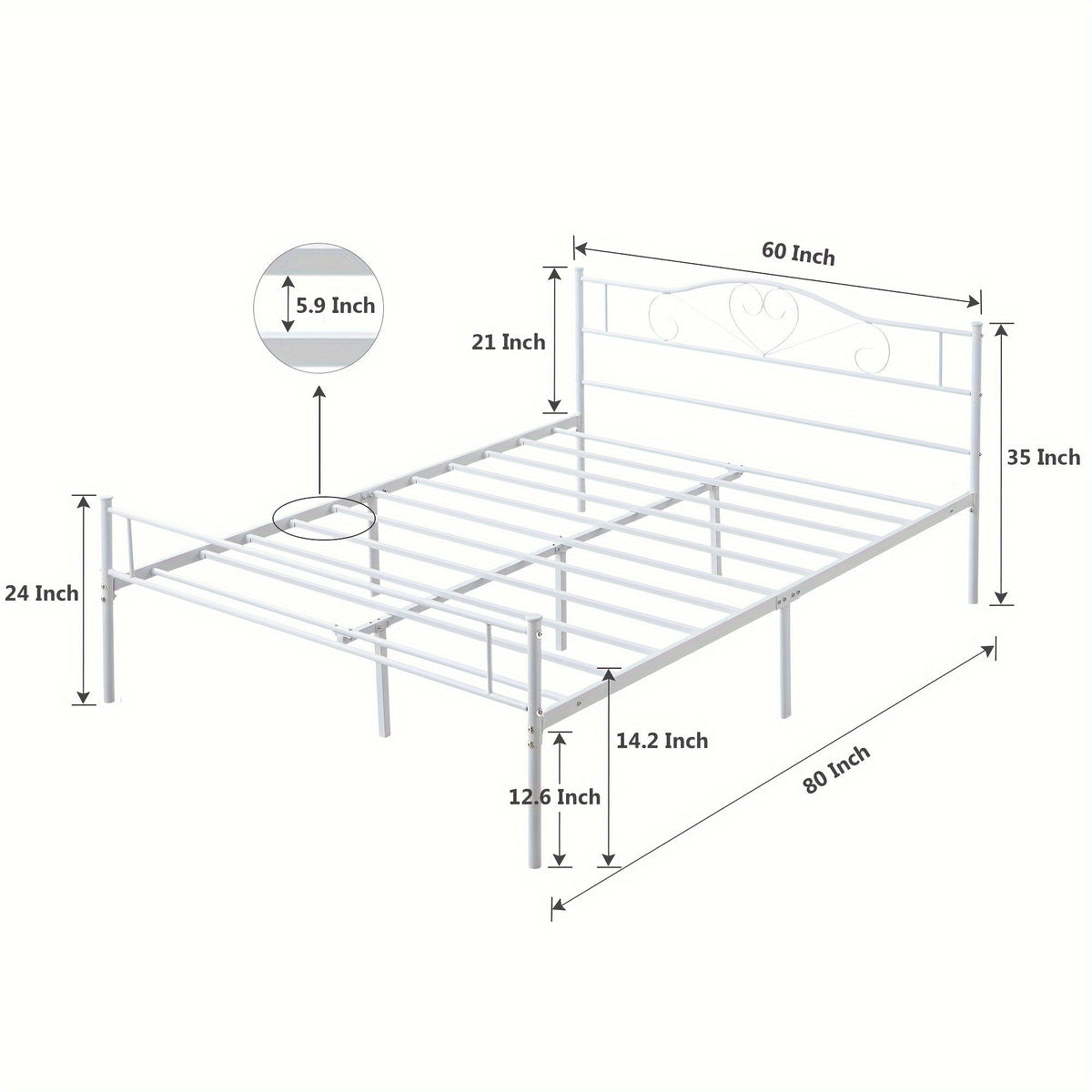 Bed Frame shown in the White, Queen option