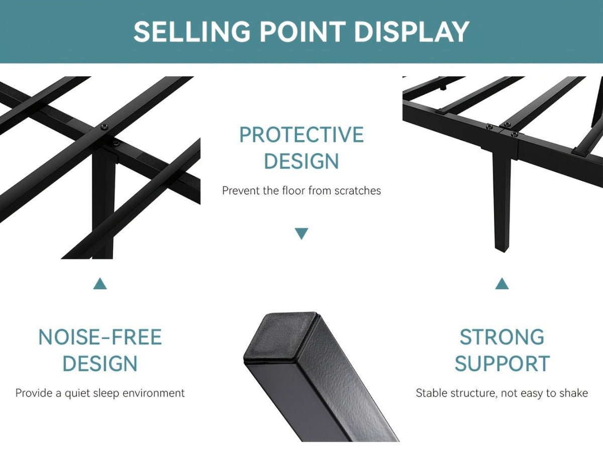 Metal Bed Frame with Headboard and Footboard and No Box Spring Needed detail image - detail view 17